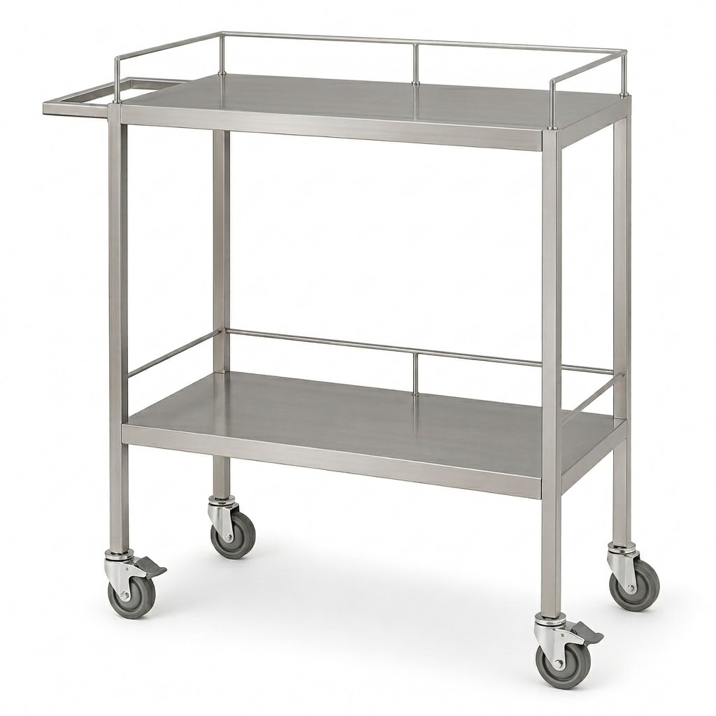 Τραπέζι Inox Με 2 Ράφια KB129B