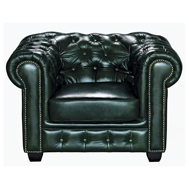 Πολυθρόνα CHESTERFIELD Σαλονιού Καθιστικού , Δέρμα Antique Green